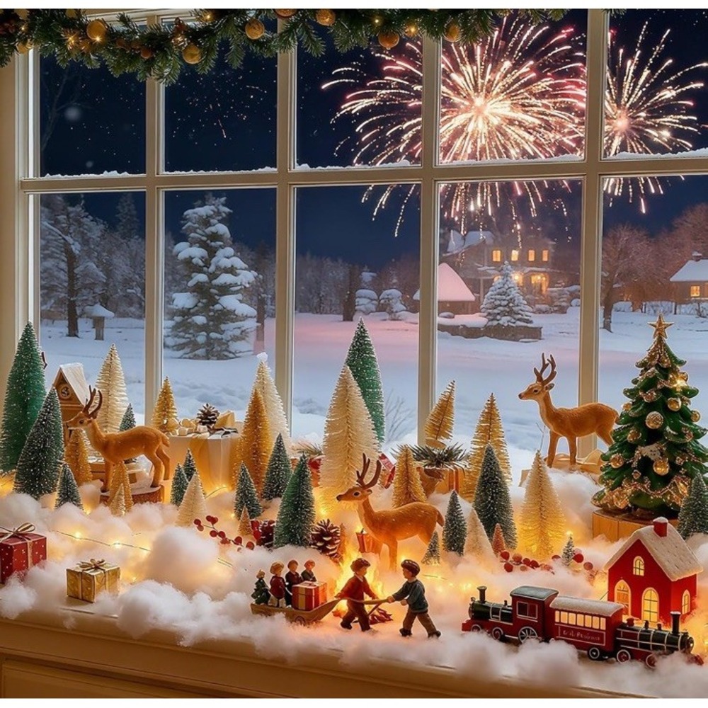 59 Pcs Christmas Village Set with LED Lights & Snow for Festive Decor
